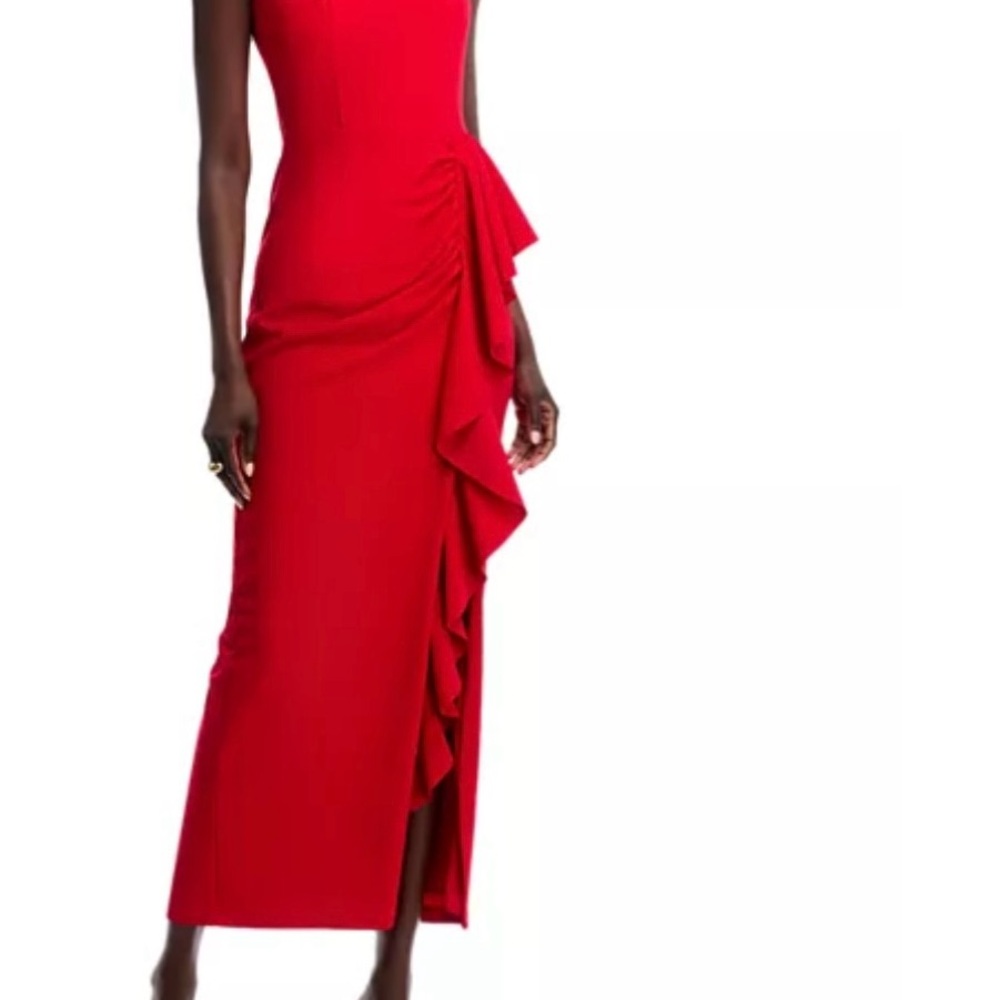 Aqua One Shoulder Red Dress